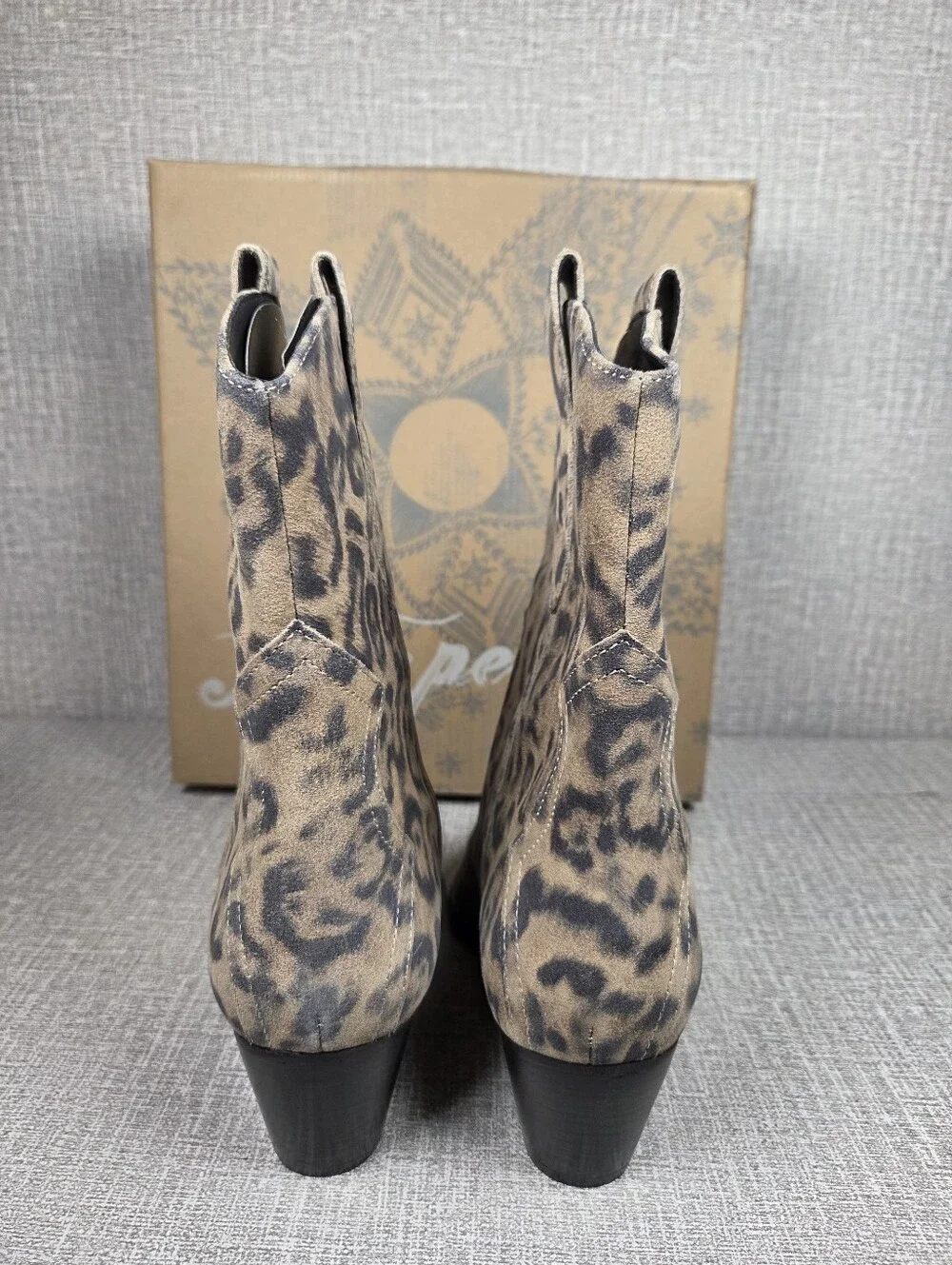 Free People NEW Cat Nap Cowboy Suede Animal Print Ankle Boots Women's 8 $188
